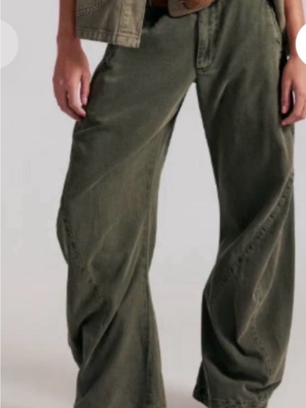 Free People Olive Green Wide-Leg Pants